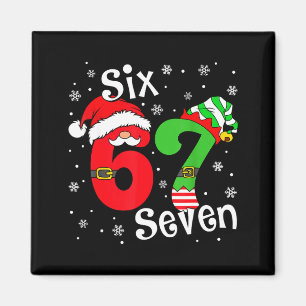 Funny Six Seven 67 Meme 6 7 Elf Santa Christmas Pa Magnet
