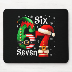 Funny Six Seven 67 Meme 6 7 Elf Santa Christmas Pa Mouse Pad