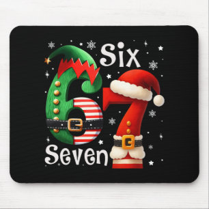 Funny Six Seven 67 Meme 6 7 Elf Santa Christmas Pa Mouse Pad