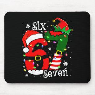 Funny Six Seven 67 Meme 6 7 Elf Santa Christmas Pa Mouse Pad