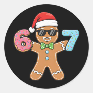 Funny Six Seven 67 Meme 6 7 Gingerbread Christmas  Classic Round Sticker