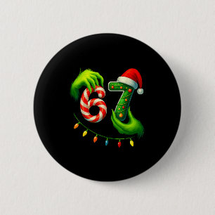 Funny Six Seven 67 Meme 6 7 Santa Christmas Brainr 6 Cm Round Badge