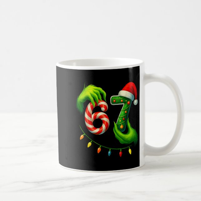 Funny Six Seven 67 Meme 6 7 Santa Christmas Brainr Coffee Mug (Right)
