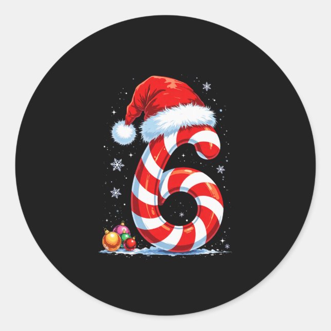 Funny Six Seven 67 Meme Couples Candy Cane Christm Classic Round Sticker (Front)