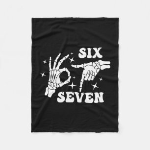 Funny Six Seven 67 Meme Gen Alpha Skeleton Hands  Fleece Blanket