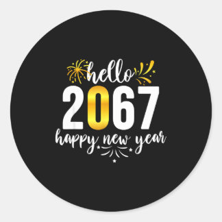 Funny Six Seven 67 Meme Happy New Year  Classic Round Sticker