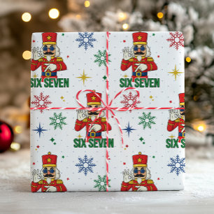 Funny Six Seven 67 Meme Nutcracker Christmas Humor Wrapping Paper