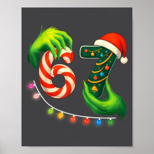 Funny Six Seven 67 Meme Santa Christmas Brainrot P Poster