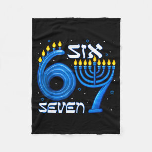 Funny Six Seven 67 Meme Sarcastic Hanukkah Chanuka Fleece Blanket