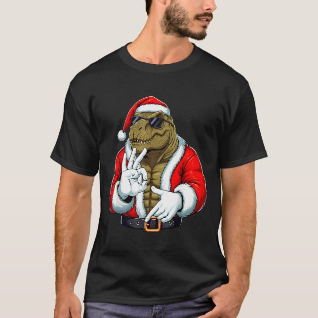 Funny Six Seven 67 Meme T-rex Christmas Men Boys T T-Shirt (Front)