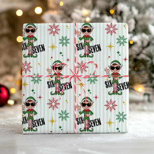 Funny Six Seven 67 Meme Xmas Elf Holiday Humor Wrapping Paper