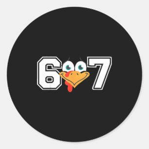 Funny Six Seven 67 Turkey Face Thanksgiving Matchi Classic Round Sticker