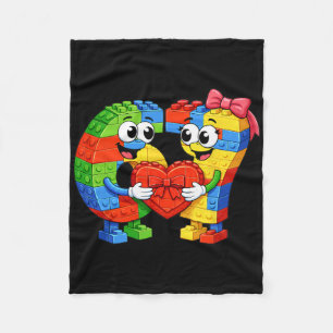 Funny Six Seven 67 Valentine Hearts Brick Style Co Fleece Blanket