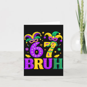 Funny six seven 6 7 mardi gras jester men women card