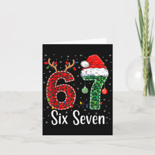 Funny Six Seven 6 7 Meme 67 Christmas Leopard Xmas Card