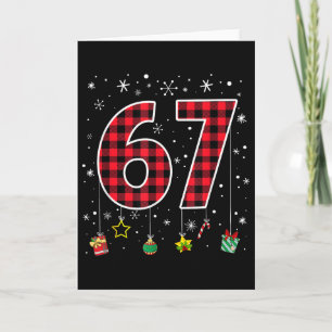 Funny Six Seven 6 7 Meme 67 Christmas Red Plaid Xm Card