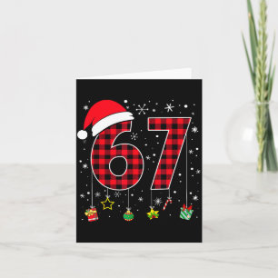 Funny Six Seven 6 7 Meme 67 Christmas Red Plaid Xm Card