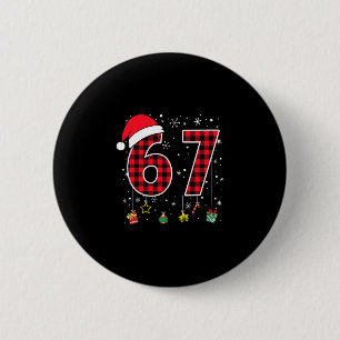 Funny Six Seven 6 7 Meme 67 Christmas Red Plaid Xm Cm Round Badge