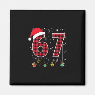 Funny Six Seven 6 7 Meme 67 Christmas Red Plaid Xm Magnet