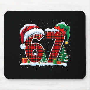 Funny Six Seven 6 7 Meme 67 Christmas Red Plaid Xm Mouse Pad