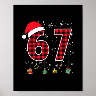 Funny Six Seven 6 7 Meme 67 Christmas Red Plaid Xm Poster