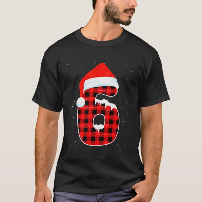Funny Six Seven 6 7 Meme 67 Christmas Red Plaid Xm T-Shirt (Front)