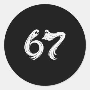 Funny Six Seven 6 7 Meme 67 Design Ghost Halloween Classic Round Sticker