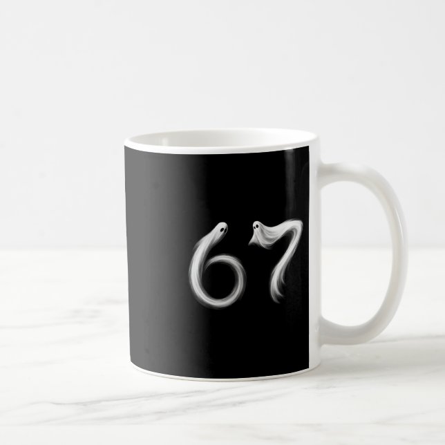 Funny Six Seven 6 7 Meme 67 Design Ghost Halloween Coffee Mug (Right)