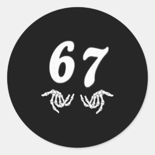 Funny Six Seven 6 7 Meme 67 Skeleton Hand Hallowee Classic Round Sticker