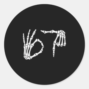 Funny Six Seven 6 7 Meme 67 Skeleton Hand Hallowee Classic Round Sticker
