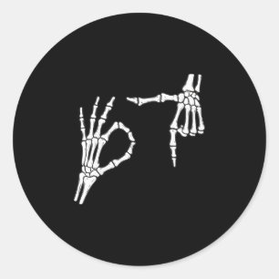 Funny Six Seven 6 7 Meme 67 Skeleton Hand Hallowee Classic Round Sticker