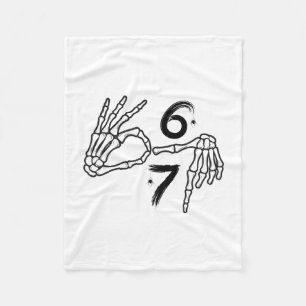 Funny Six Seven 6 7 Meme 67 Skeleton Hand Hallowee Fleece Blanket