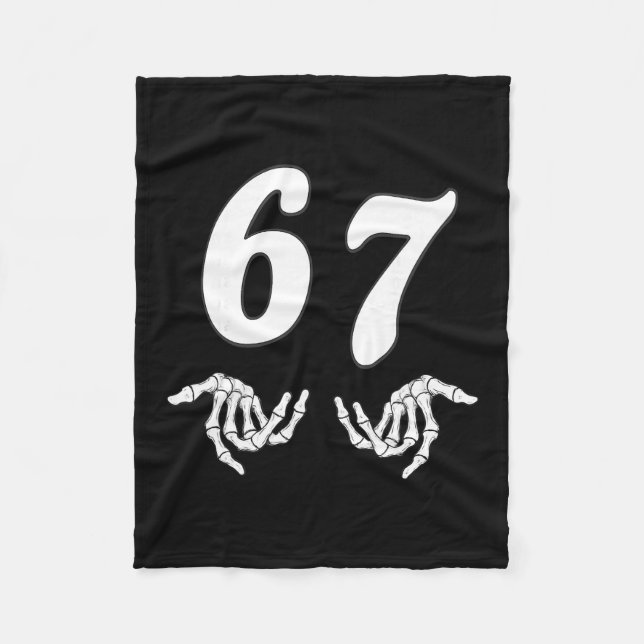 Funny Six Seven 6 7 Meme 67 Skeleton Hand Hallowee Fleece Blanket (Front)