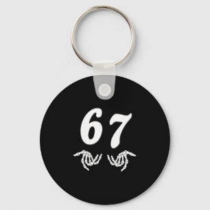 Funny Six Seven 6 7 Meme 67 Skeleton Hand Hallowee Key Ring
