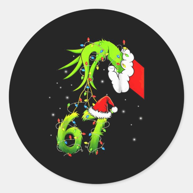 Funny Six Seven 6 7 Meme 67 Xmas Hand Christmas Co Classic Round Sticker (Front)