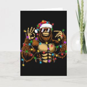 Funny Six Seven 6 7 Meme Bigfoot Christmas Lights  Card