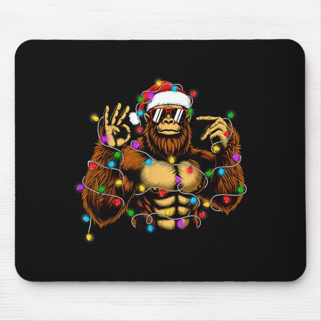 Funny Six Seven 6 7 Meme Bigfoot Christmas Lights  Mouse Pad (Front)