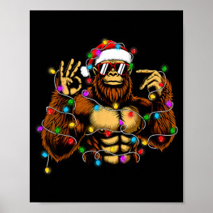Funny Six Seven 6 7 Meme Bigfoot Christmas Lights Poster