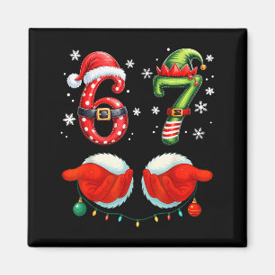 Funny Six Seven 6 7 Meme Christmas Humor Santa Elf Magnet