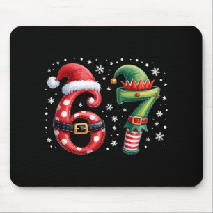 Funny Six Seven 6 7 Meme Christmas Humor Santa Elf Mouse Pad