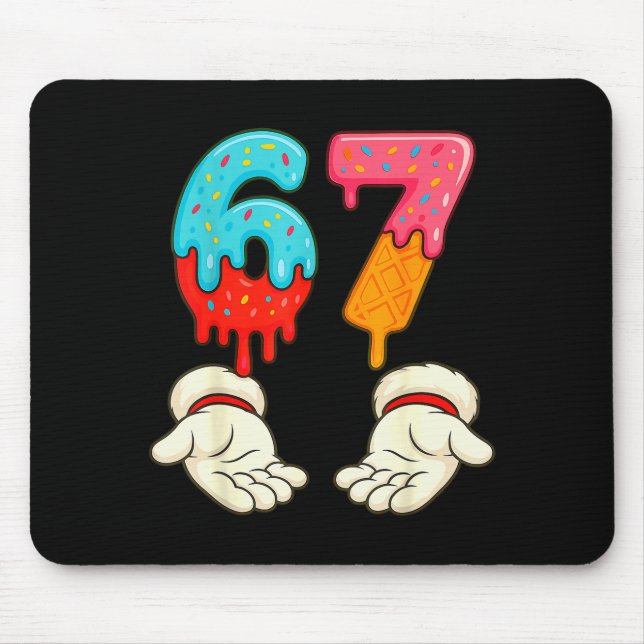 Funny Six Seven 6 7 Meme Christmas Ice Cream Drip  Mouse Pad (Front)