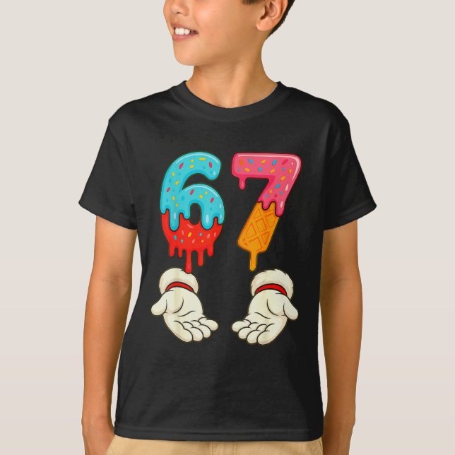 Funny Six Seven 6 7 Meme Christmas Ice Cream Drip  T-Shirt (Front)