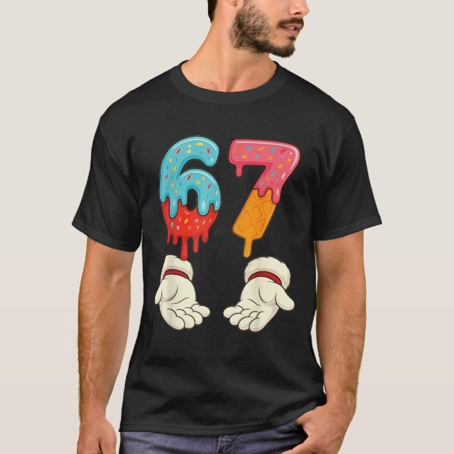 Funny Six Seven 6 7 Meme Christmas Ice Cream Drip  T-Shirt (Front)