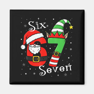 Funny Six Seven 6 7 Meme Christmas Santa Elf Numbe Magnet