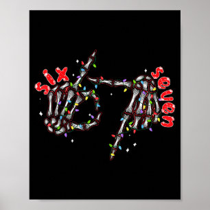 Funny Six Seven 6 7 Meme Couple Christmas Hand Ske Poster