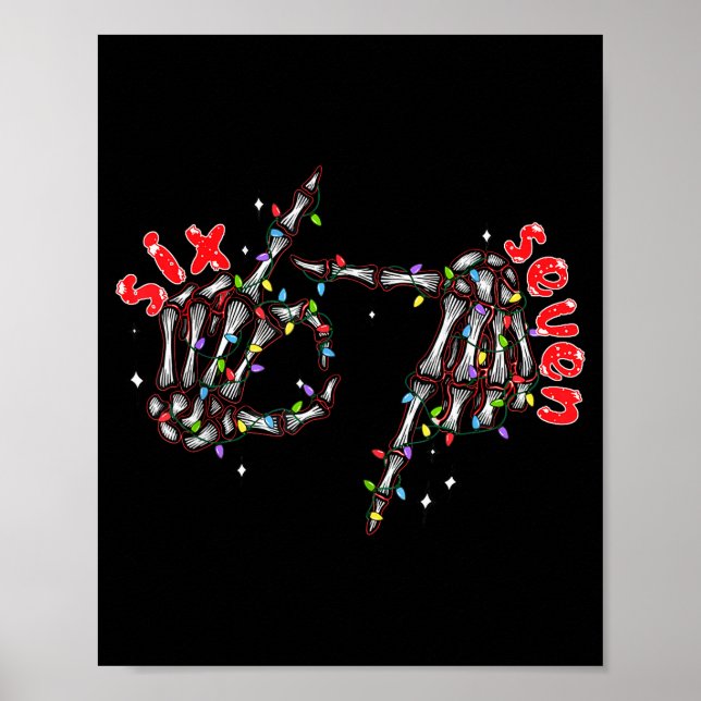 Funny Six Seven 6 7 Meme Couple Christmas Hand Ske Poster (Front)