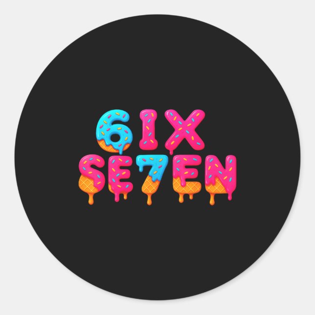 Funny Six Seven 6 7 Meme Design  Classic Round Sticker (Front)