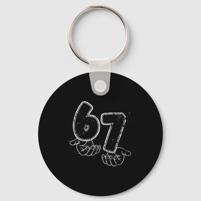 Funny Six Seven 6 7 Meme Gen Alpha Slang 6 7 Hands Key Ring (Front)