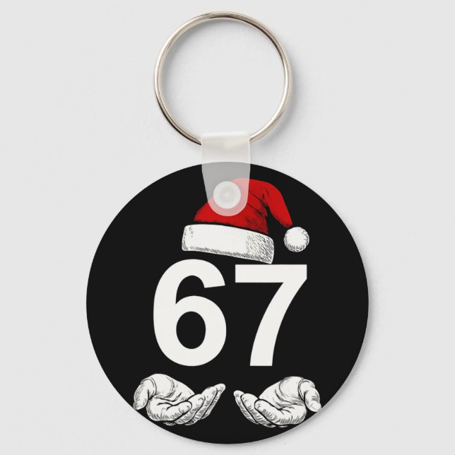 Funny Six Seven 6 7 Meme Gen Alpha Slang Christmas Key Ring (Front)