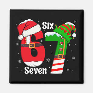 Funny Six Seven 6 7 Meme Gen Alpha Slang Santa Elf Magnet